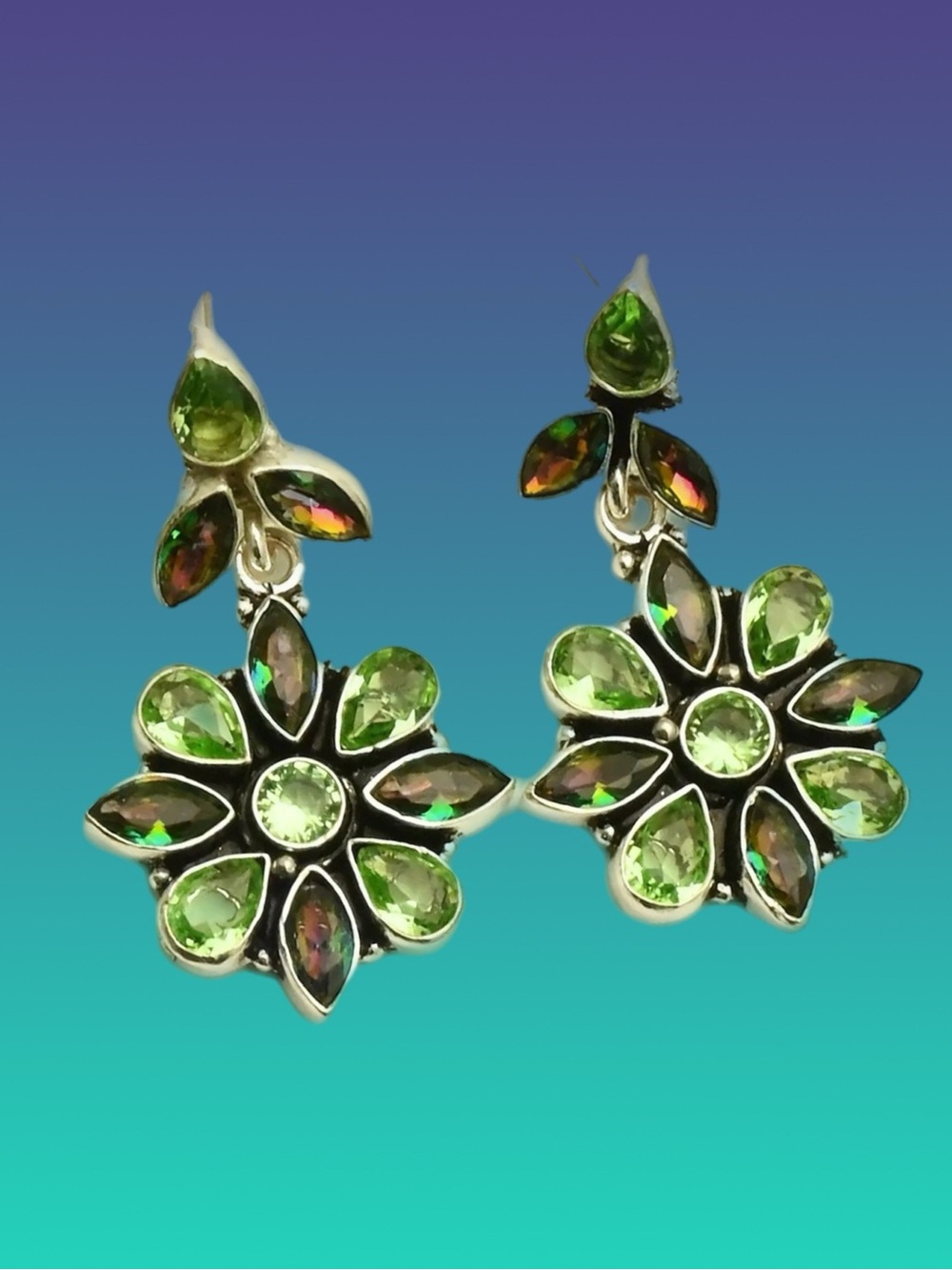 Mystic Fire Topaz & Peridot Earrings